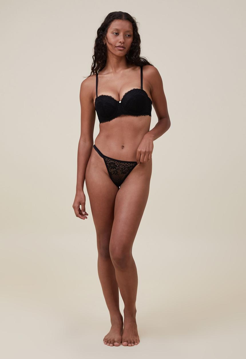 Cotton On - Cassie lace tanga g-string brief - black