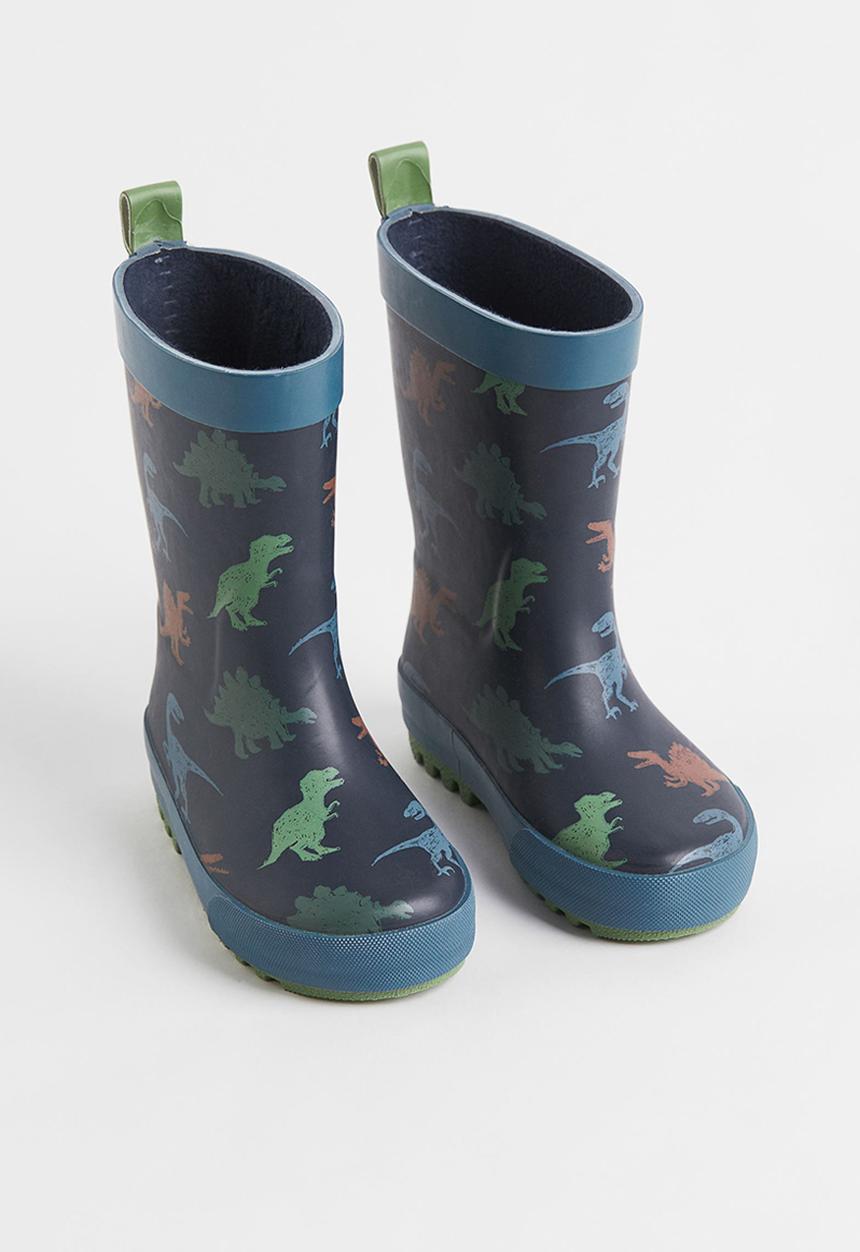 H&M - Printed wellingtons - navy blue/dinosaurs