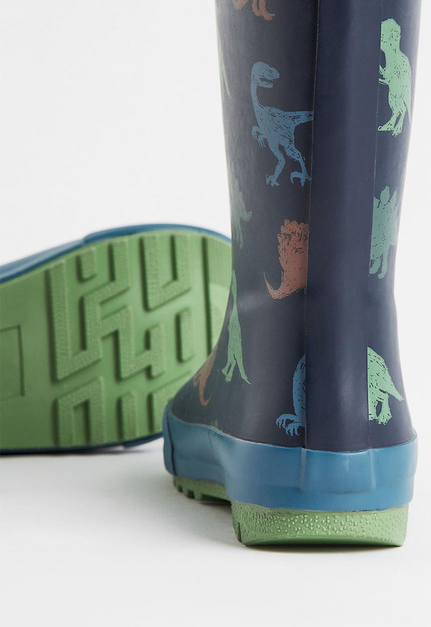 H&M - Printed wellingtons - navy blue/dinosaurs