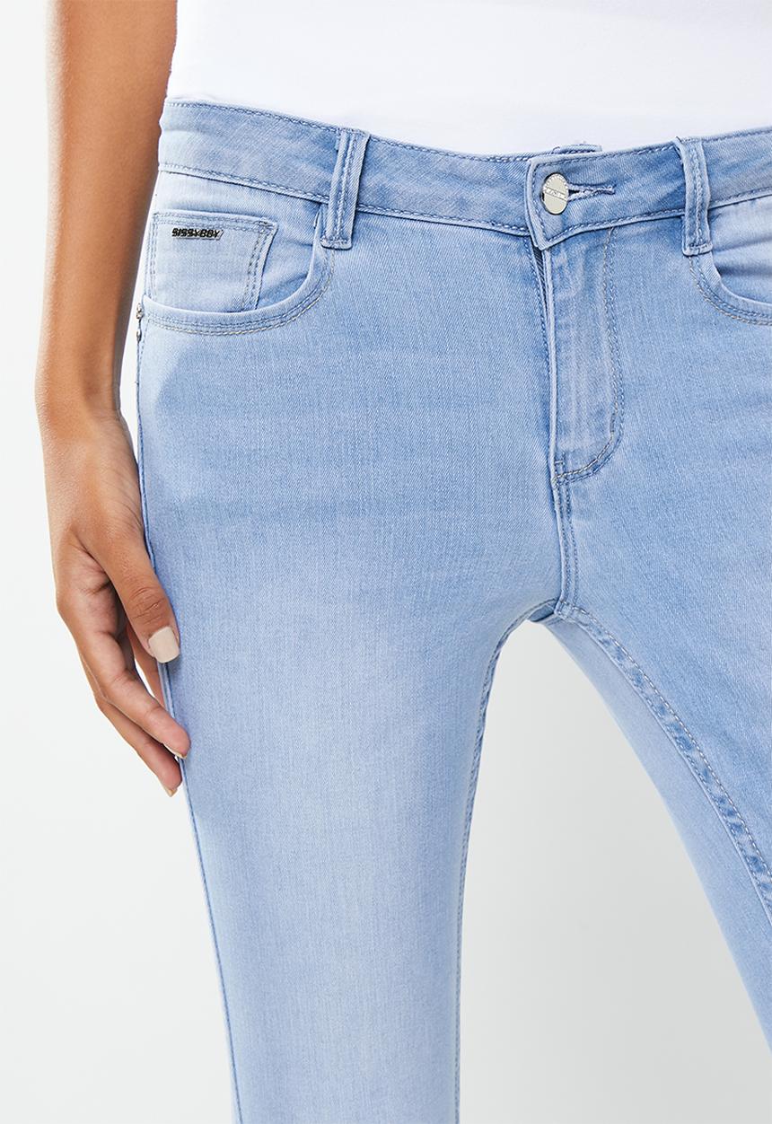 SISSY BOY - Dusty blues : jon jon basic skinny with patch - light vintage