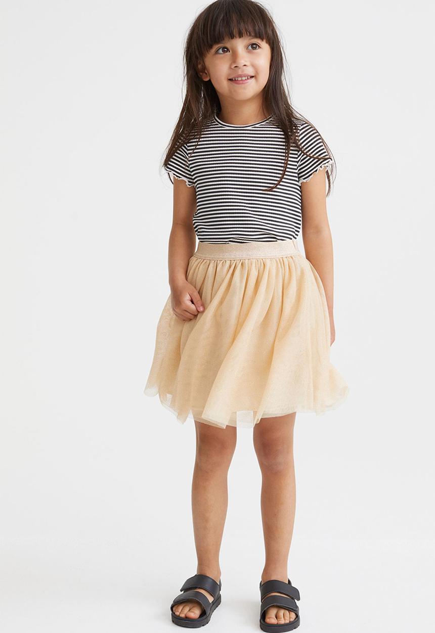 H&M - Glittery tulle skirt - beige