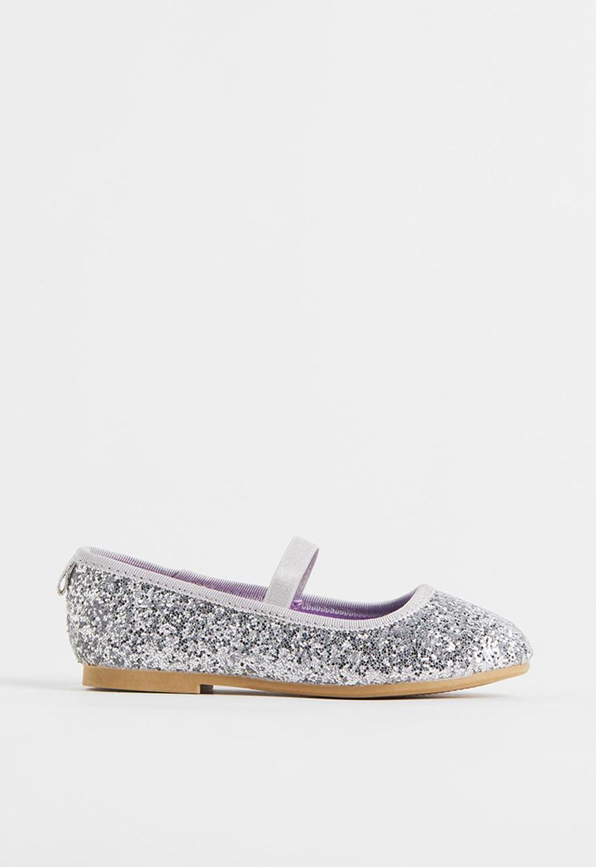 H&M - Glittery ballet pumps - silver-coloured/frozen