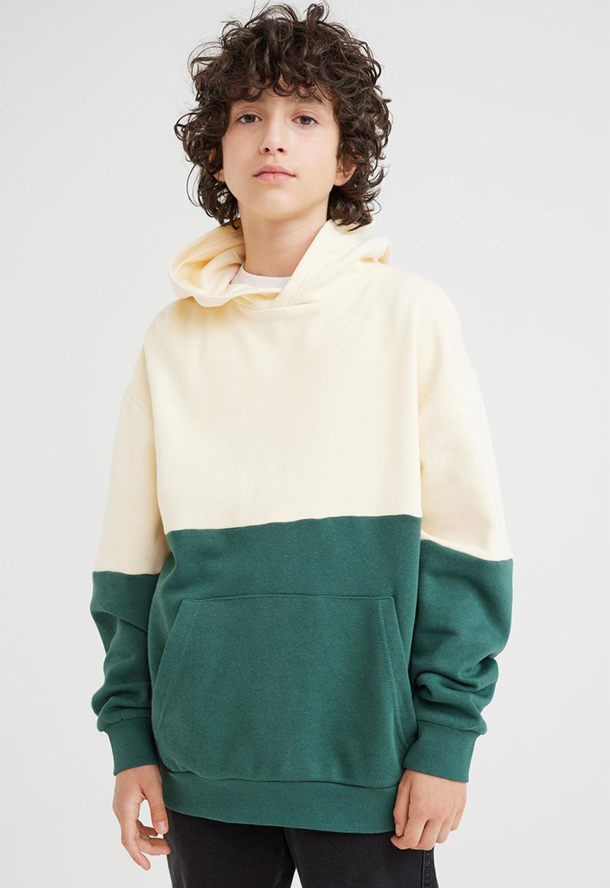 H&M - Oversized hoodie - dark green/block-coloured