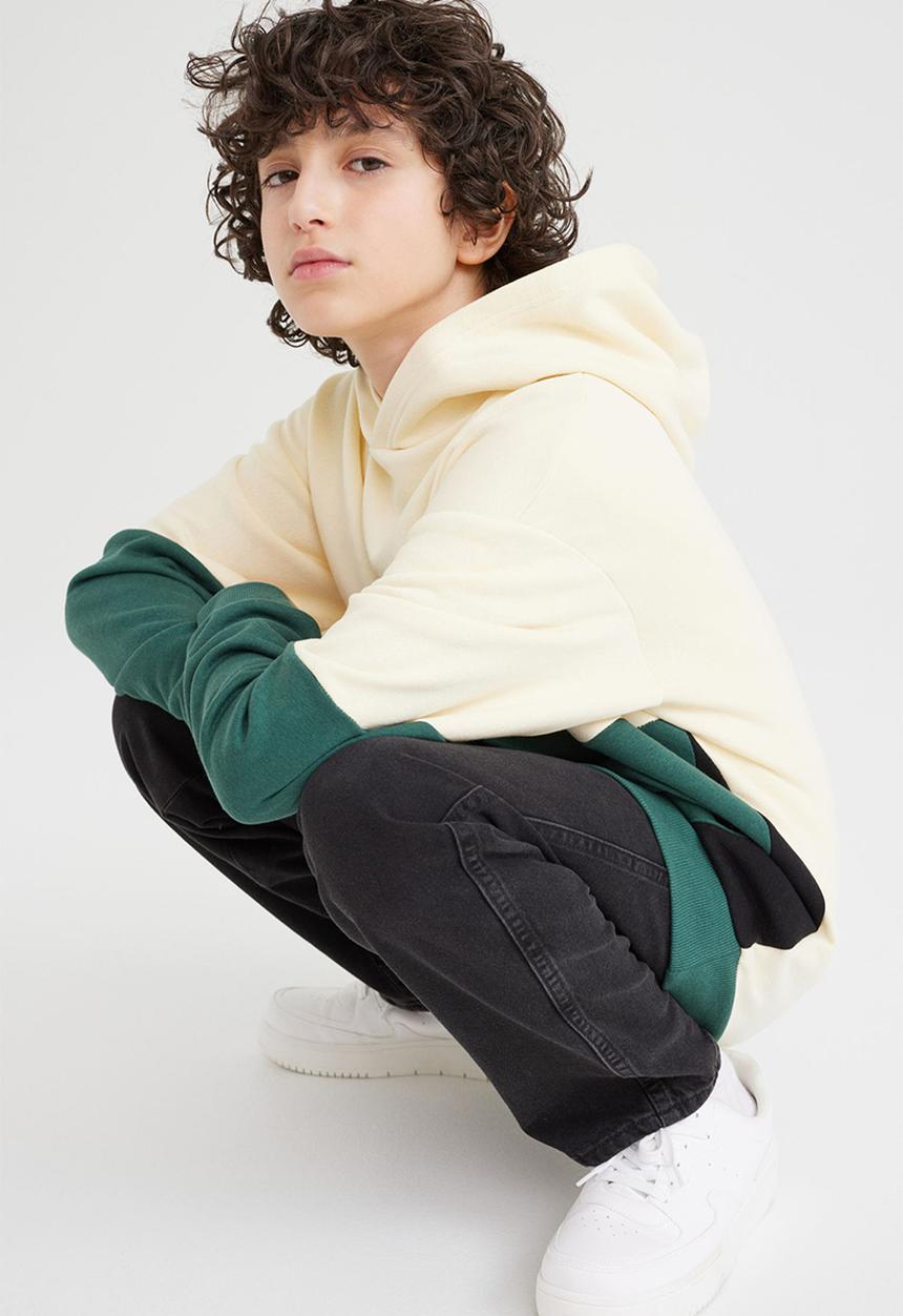 H&M - Oversized hoodie - dark green/block-coloured