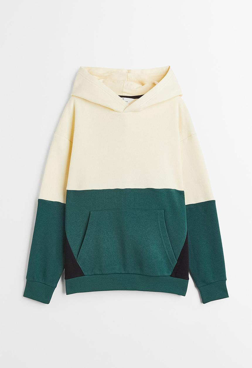 H&M - Oversized hoodie - dark green/block-coloured