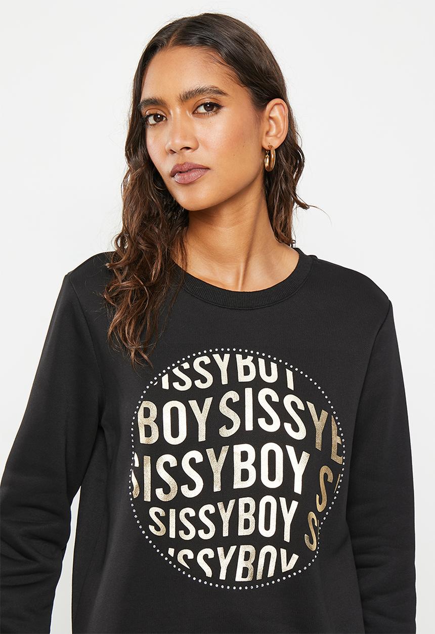 SISSY BOY - Mone: crew neck sweat top with long sleeves - black