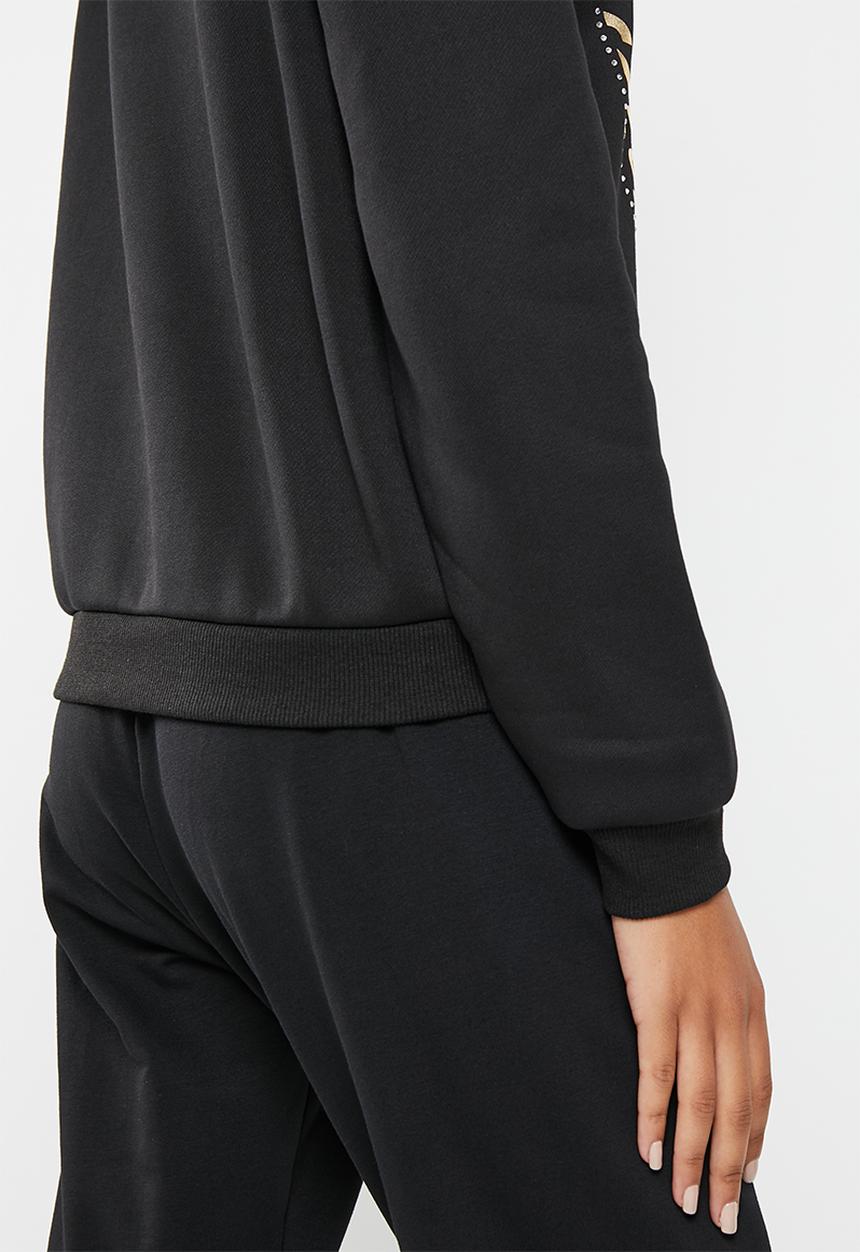 SISSY BOY - Mone: crew neck sweat top with long sleeves - black
