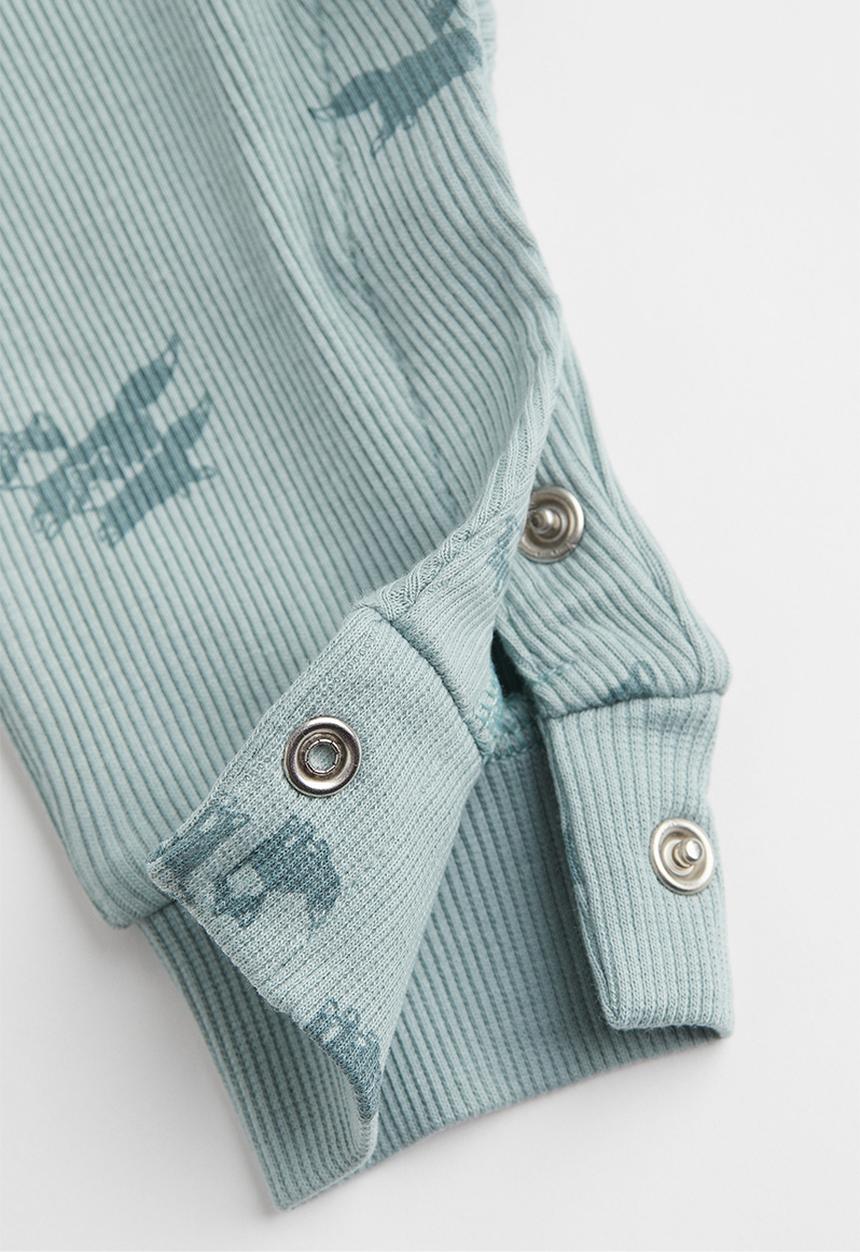 H&M - Ribbed cotton romper suit - turquoise