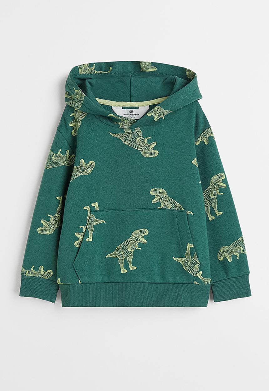 H&M - Hoodie - dark green/dinosaurs