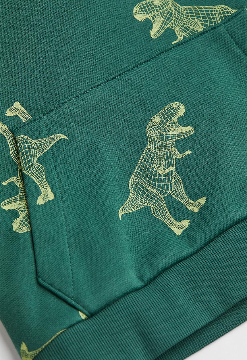 H&M - Hoodie - dark green/dinosaurs