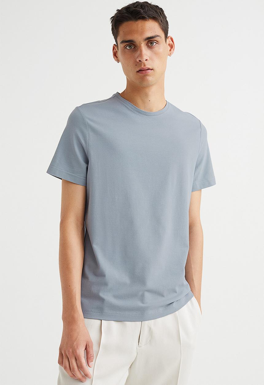H&M - Slim fit round-necked T-shirt - grey