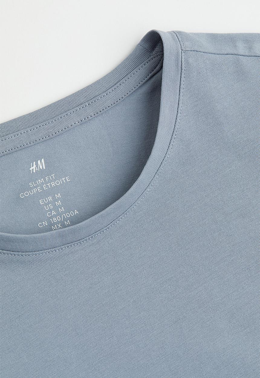 H&M - Slim fit round-necked T-shirt - grey