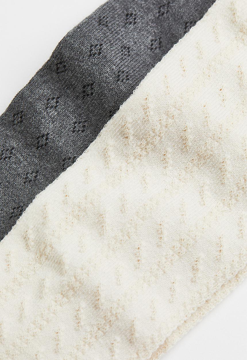 H&M - 2 Pack pointelle tights - dark grey & light beige