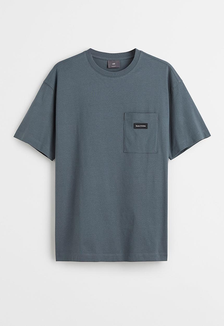H&M - Regular fit pocket-detail T-shirt - dark grey
