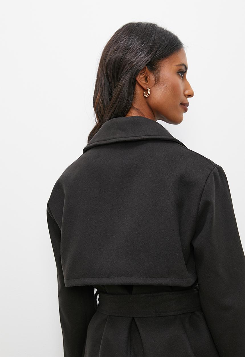 edit - Belted coat - black