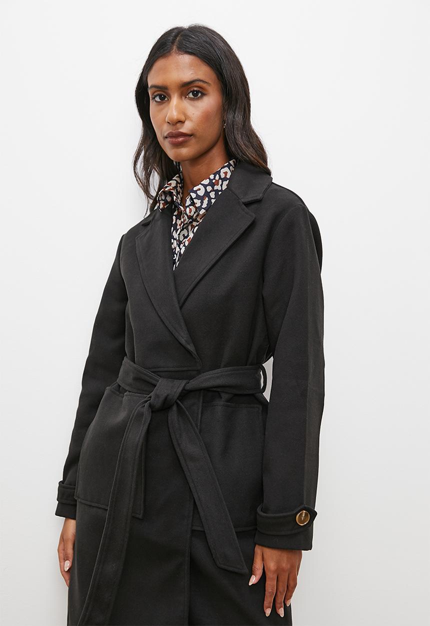 edit - Belted coat - black