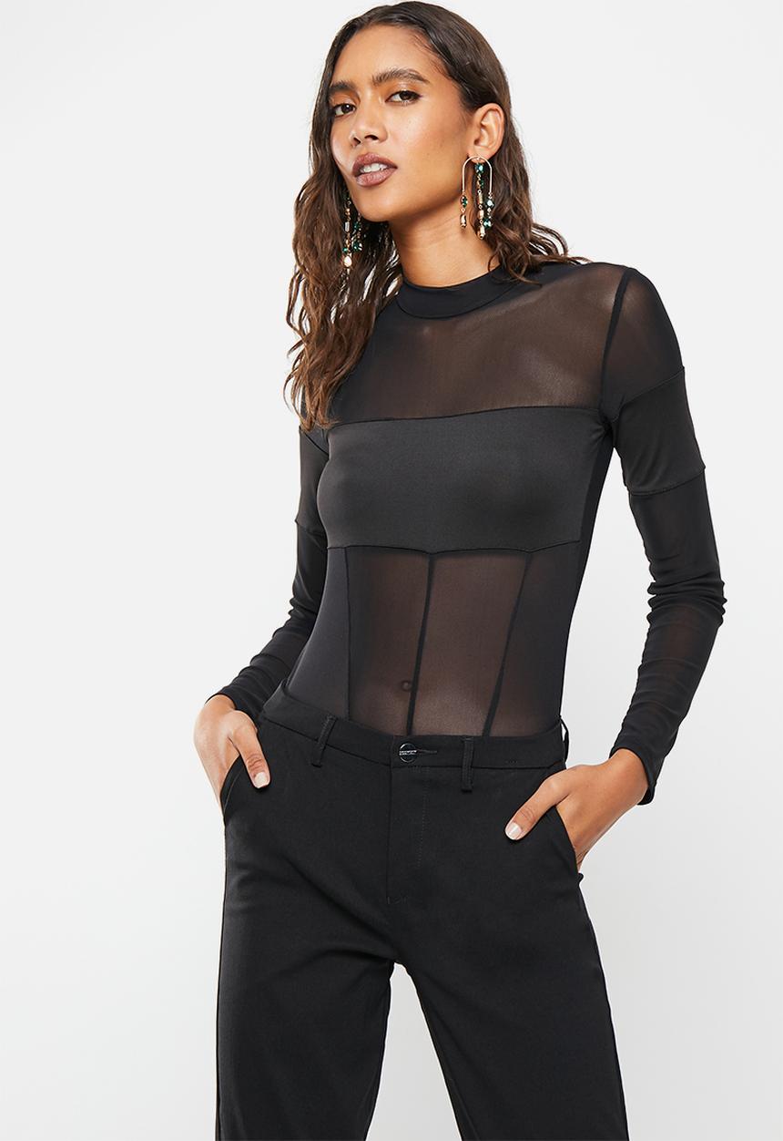 SISSY BOY - The right ones: bodysuit with mesh panels - black
