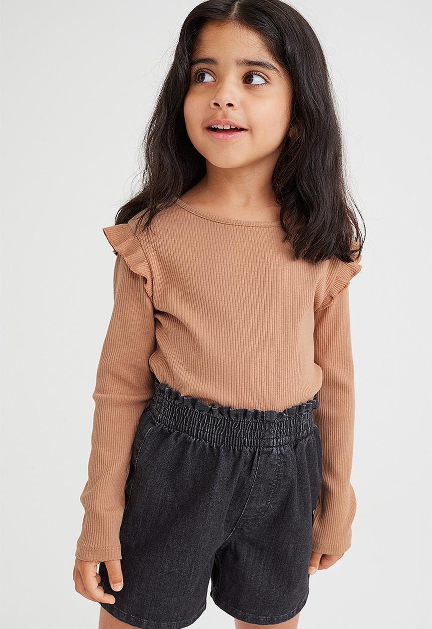 H&M - Flounce-trimmed ribbed top - pink