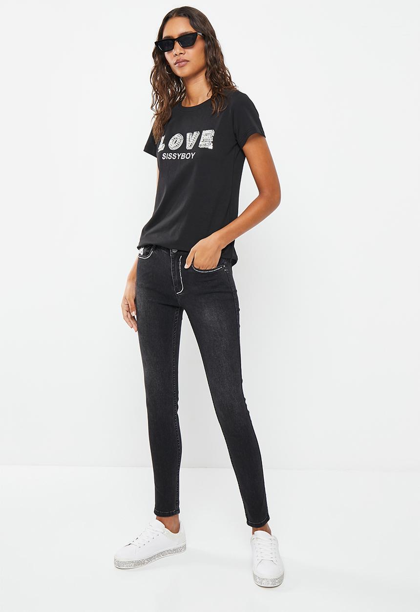 SISSY BOY - Heartland: regular fit top with short sleeves - black