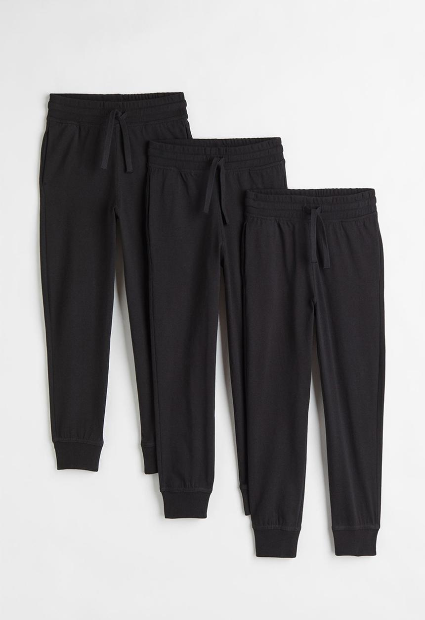 H&M - 3 Pack cotton jersey joggers - black