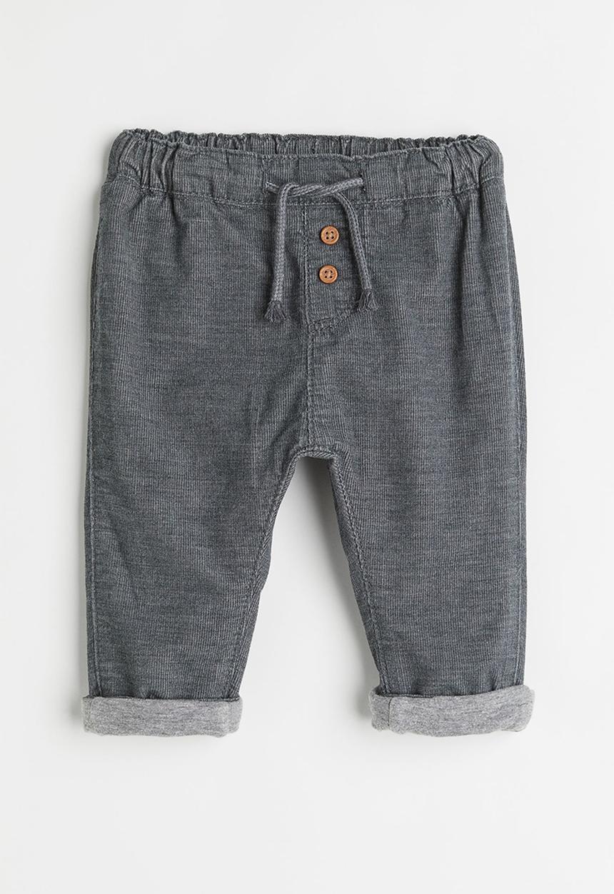 H&M - Fully lined corduroy trousers - dark grey marl