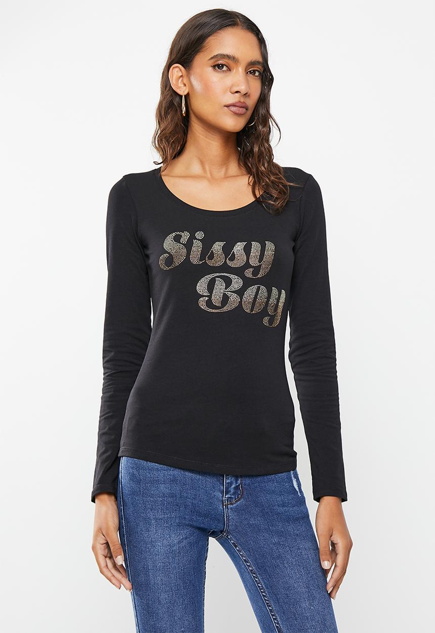 SISSY BOY - Eula: fitted top with long sleeves - black