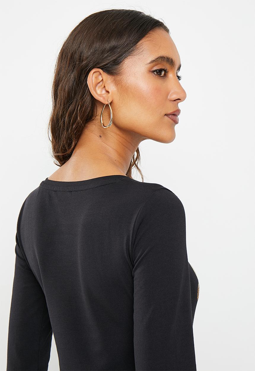 SISSY BOY - Eula: fitted top with long sleeves - black