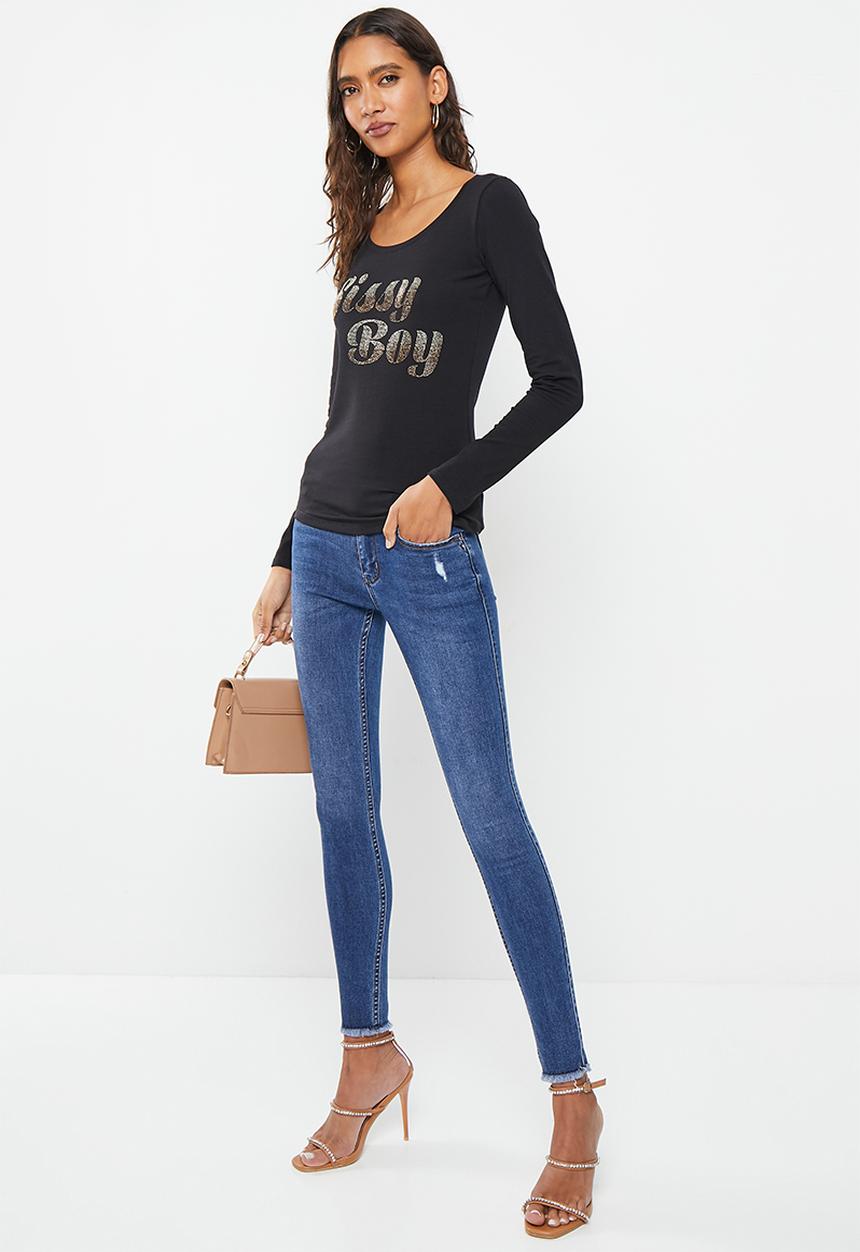 SISSY BOY - Eula: fitted top with long sleeves - black