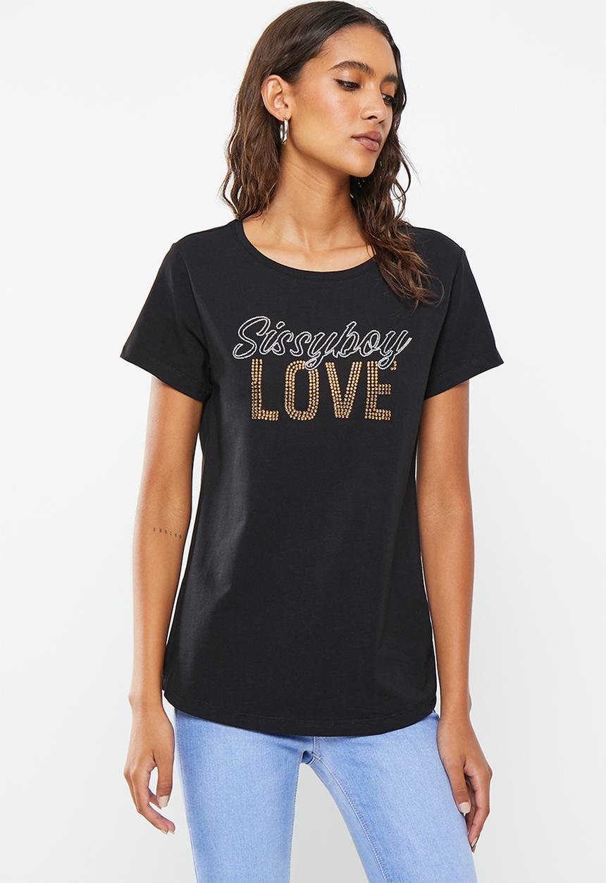 SISSY BOY - Gina gina: regular fit top with short sleeves - black