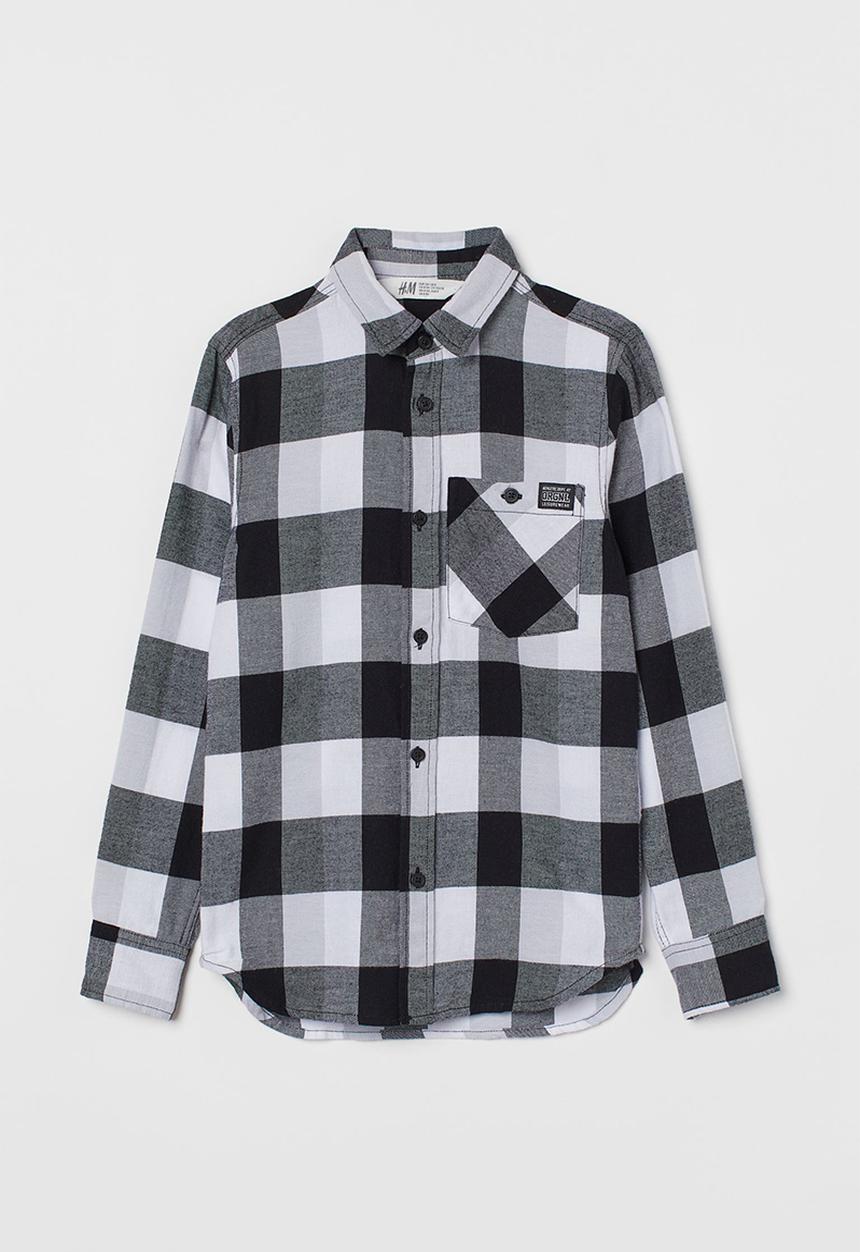 H&M - Cotton flannel shirt - black/checked