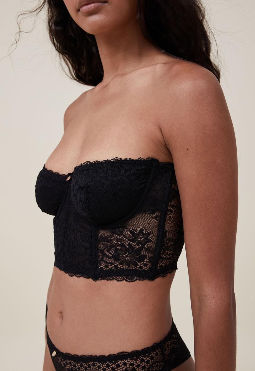 Cotton On - Cassie lace underwire bodysuit - black