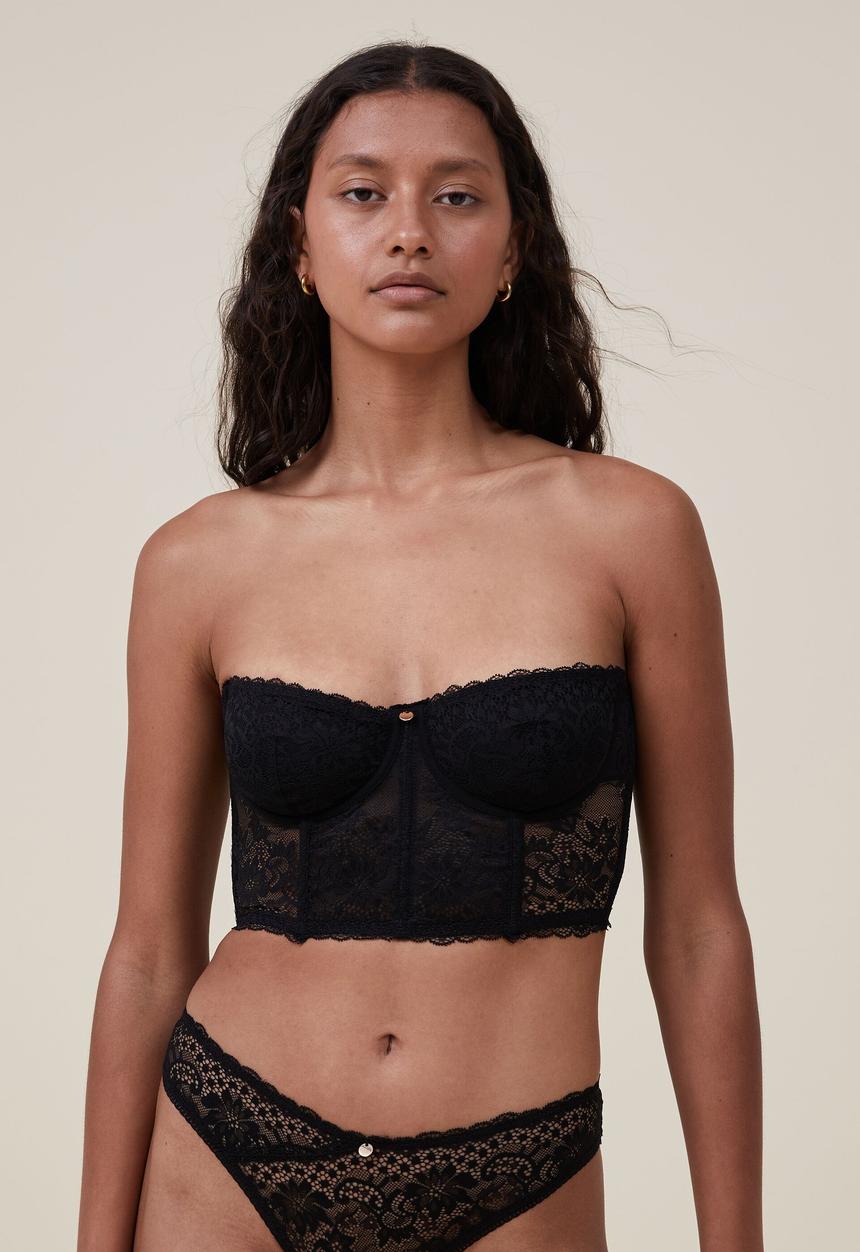 Cotton On - Cassie lace underwire bodysuit - black