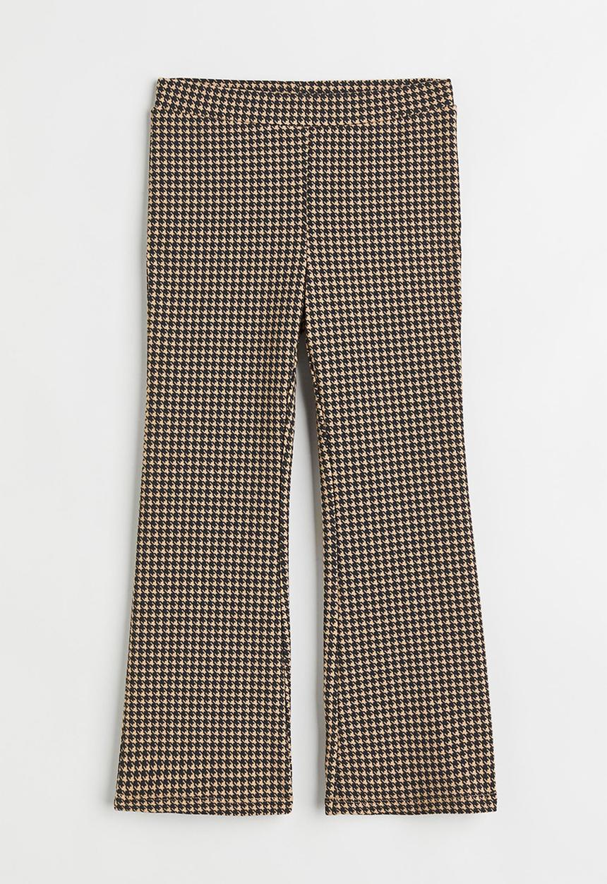 H&M - Flared leggings - beige/dogtooth-patterned