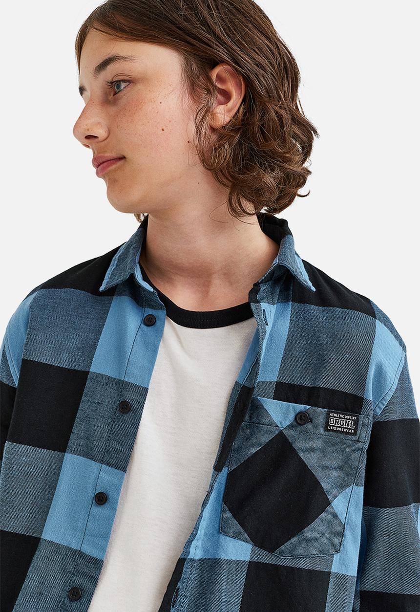 H&M - Cotton flannel shirt - blue/checked