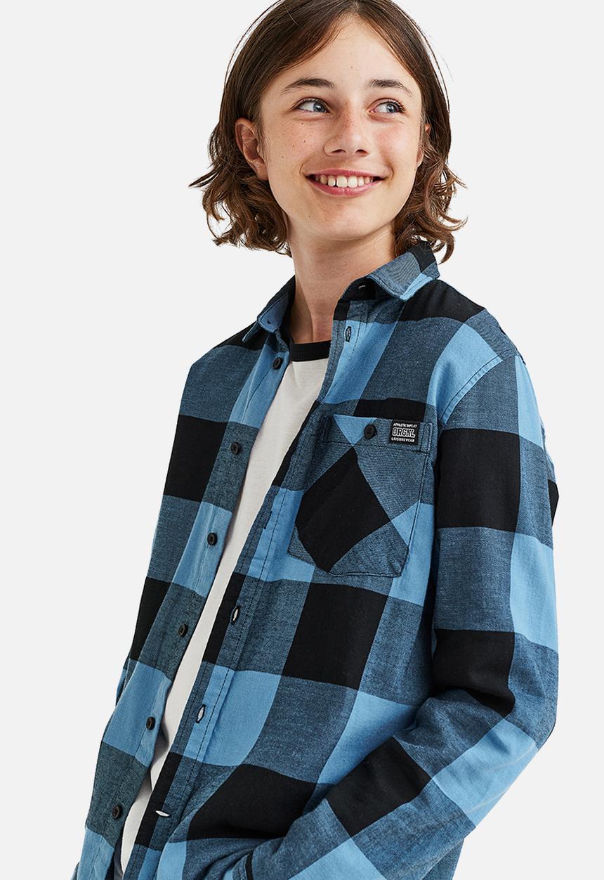 H&M - Cotton flannel shirt - blue/checked