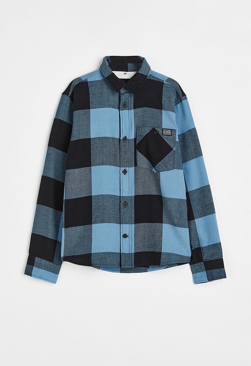 H&M - Cotton flannel shirt - blue/checked