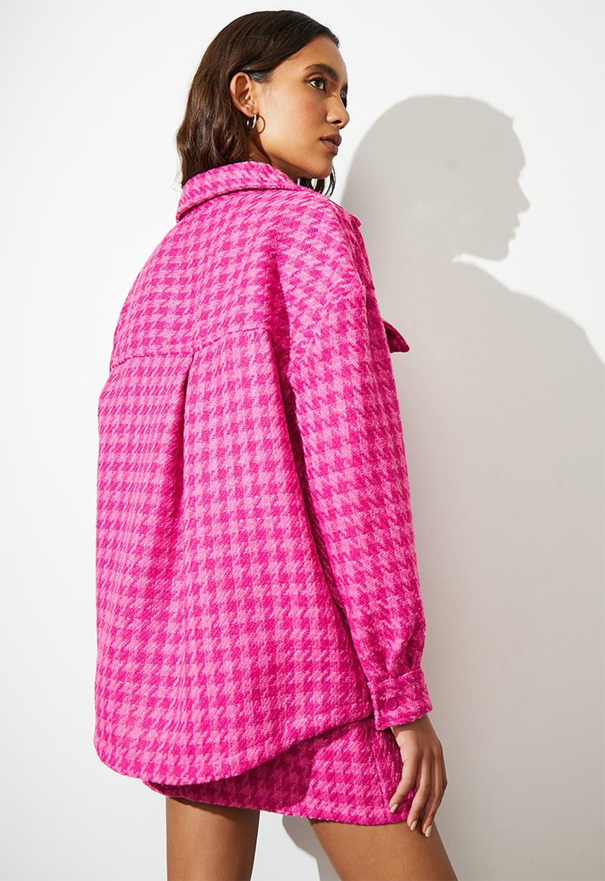 Superbalist - Tweed overshirt - cerise check