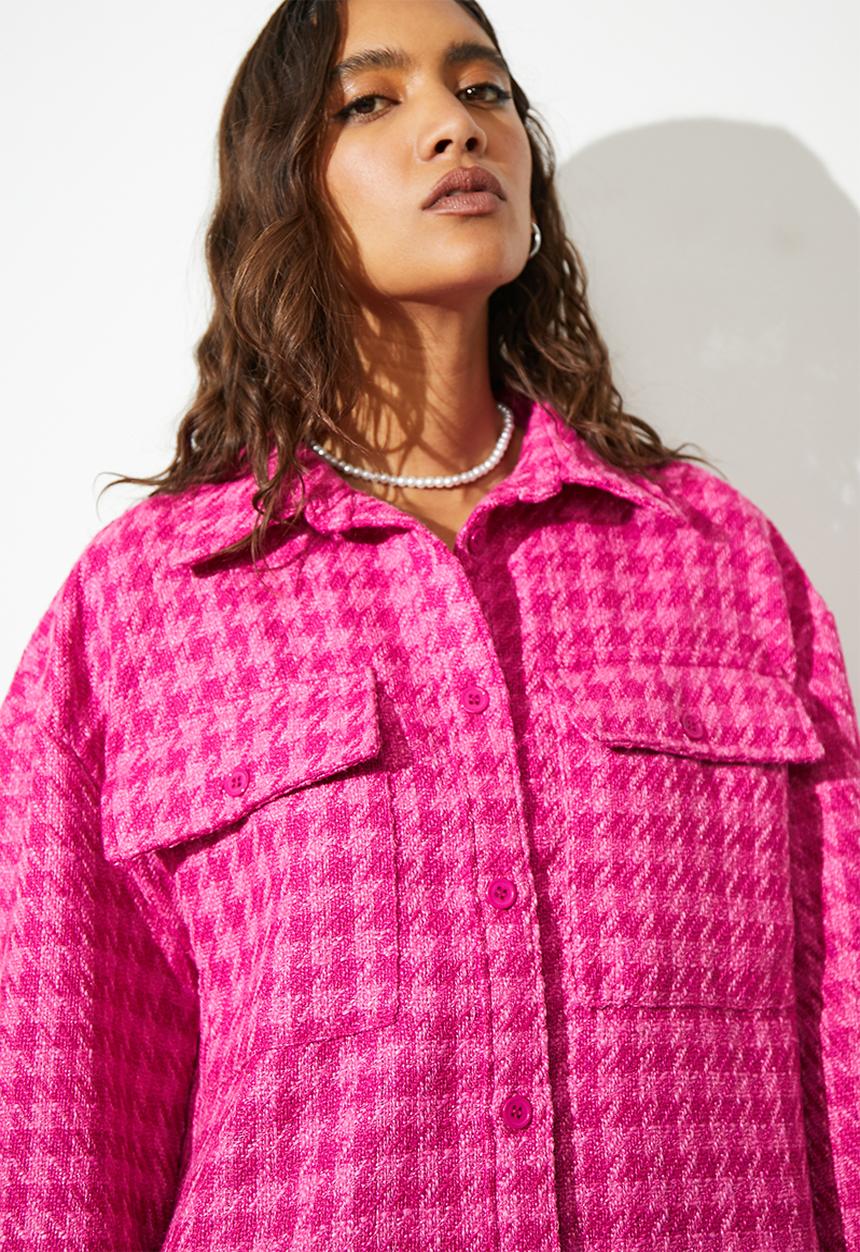 Superbalist - Tweed overshirt - cerise check