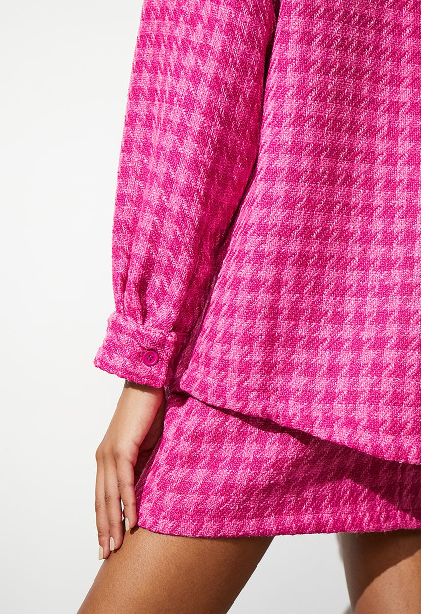Superbalist - Tweed overshirt - cerise check