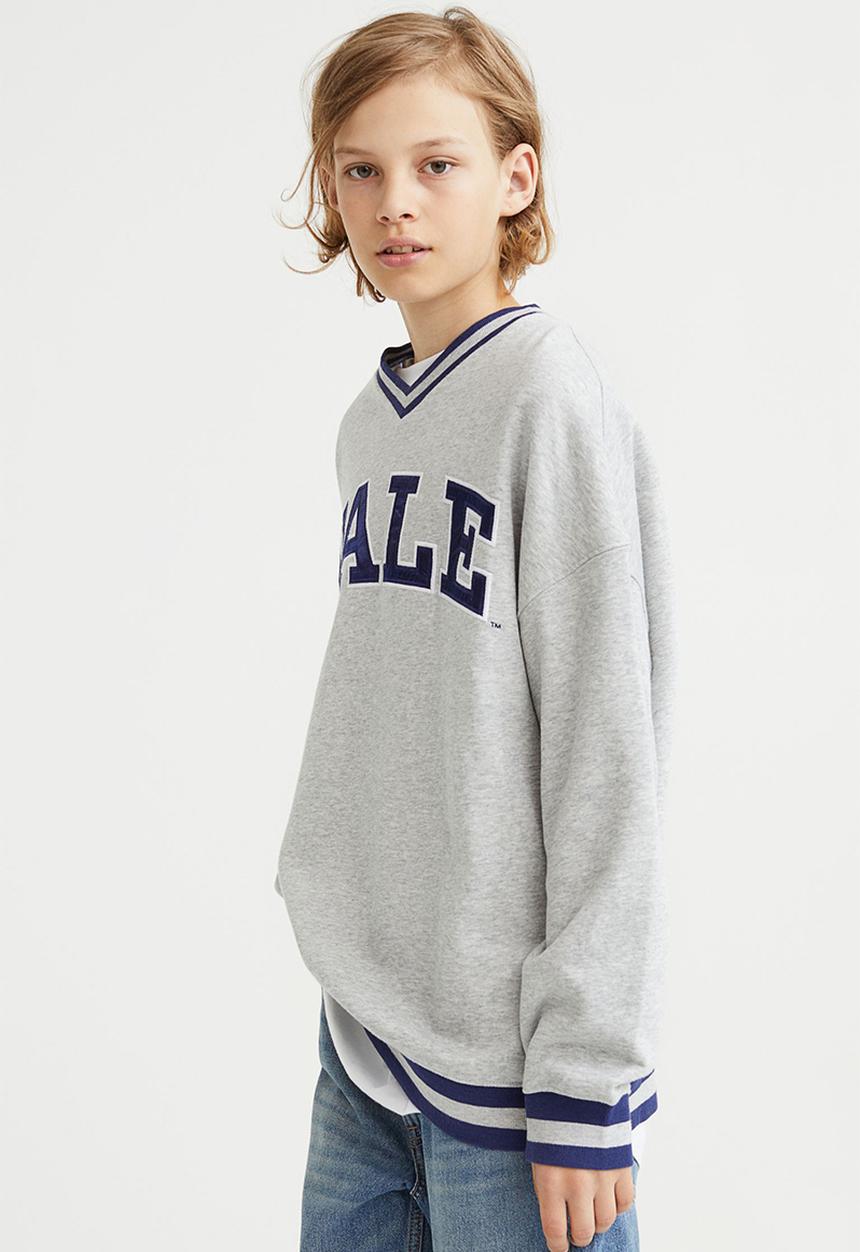 H&M - Motif-detail sweatshirt - light grey marl/yale