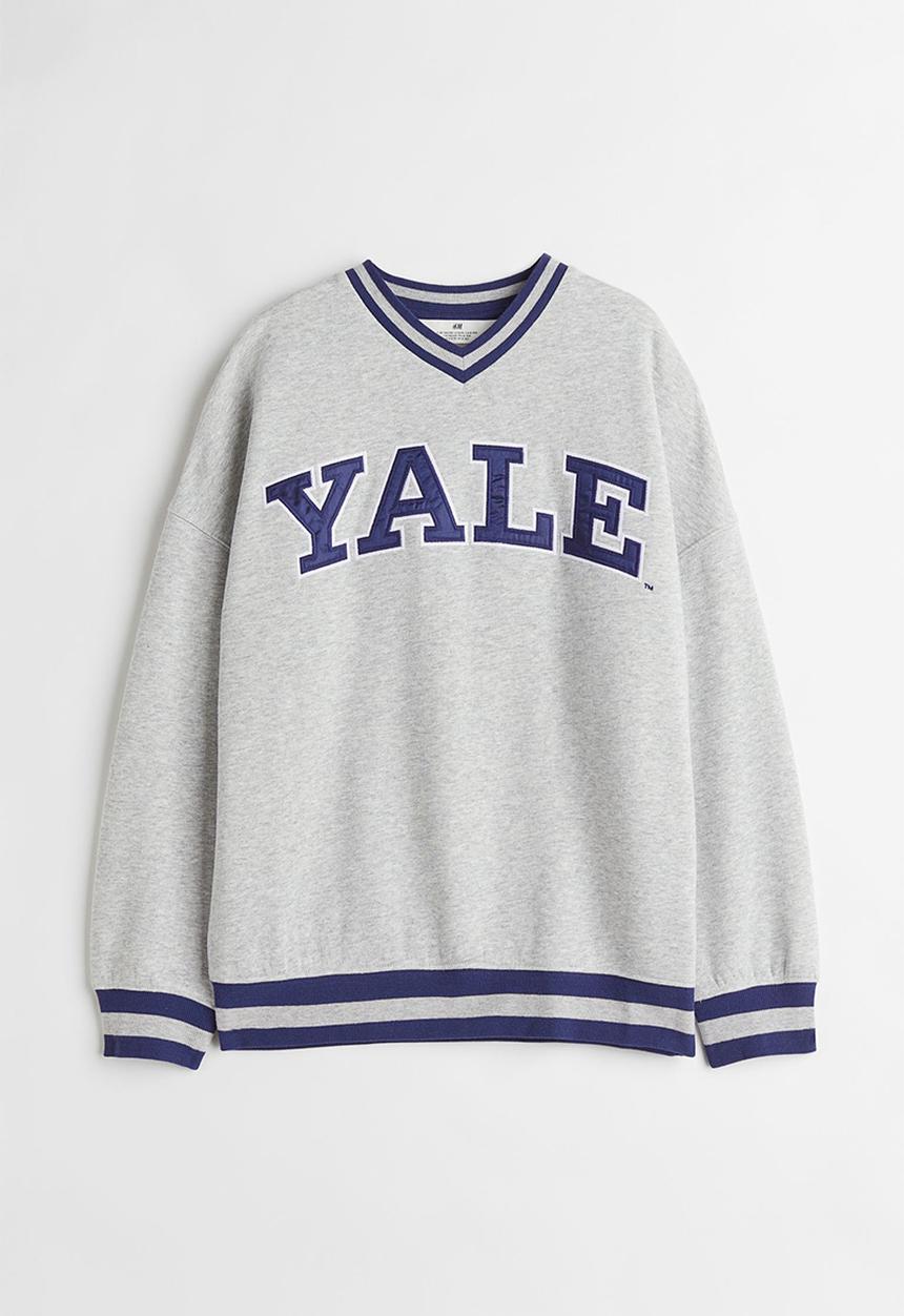 H&M - Motif-detail sweatshirt - light grey marl/yale