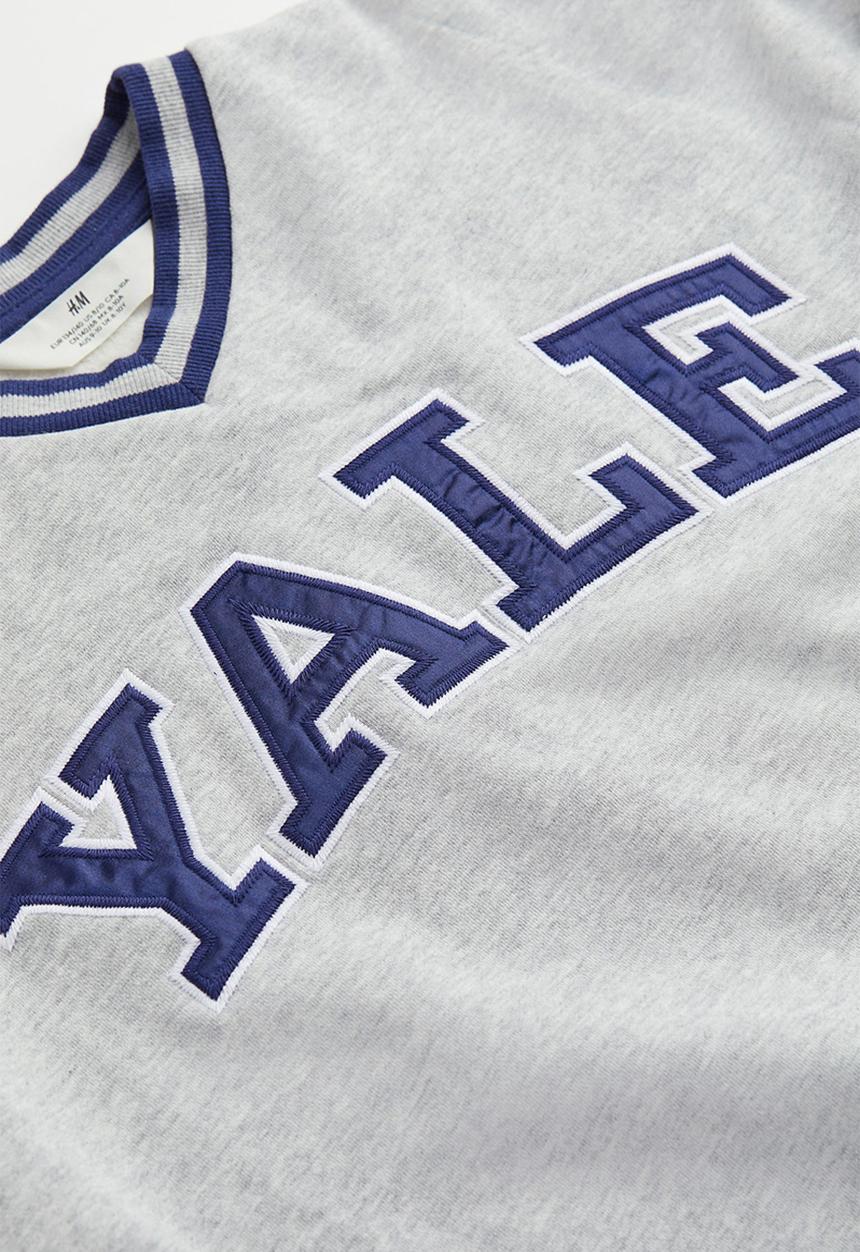 H&M - Motif-detail sweatshirt - light grey marl/yale