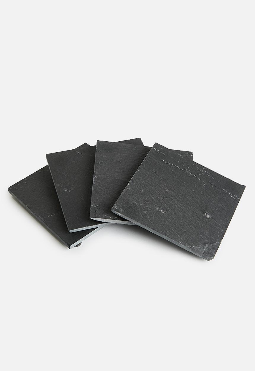 Excellent Houseware - Square coasters set of 4 - slate