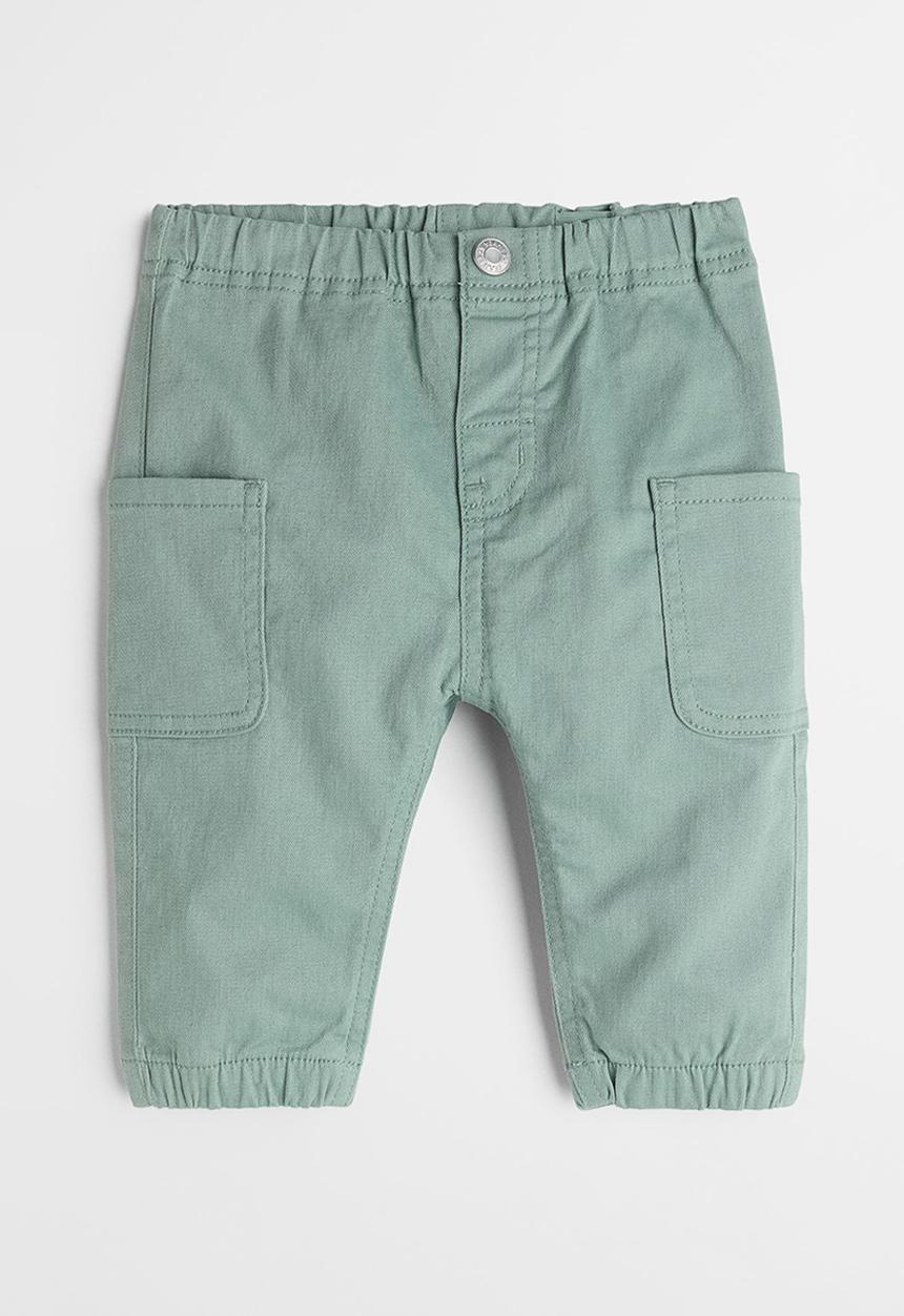 H&M - Twill trousers with leg pockets - dusky green