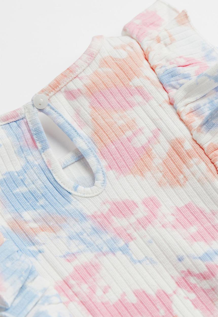 H&M - 2-Piece ribbed cotton set - white/tie-dye