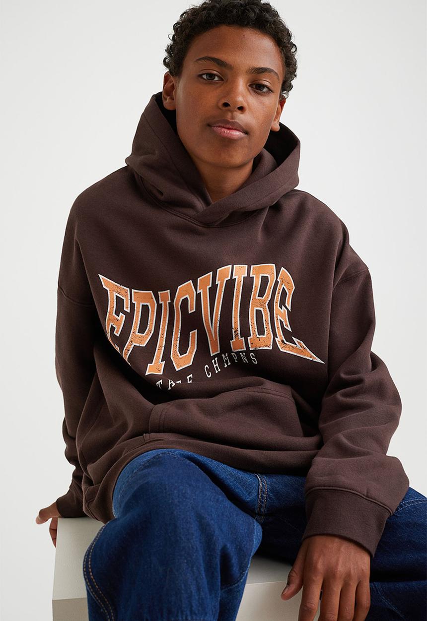 H&M - Oversized hoodie - dark brown/epic vibe