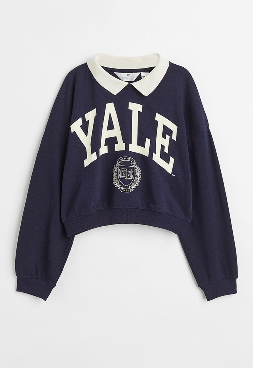 H&M - Boxy printed sweatshirt - navy blue/yale