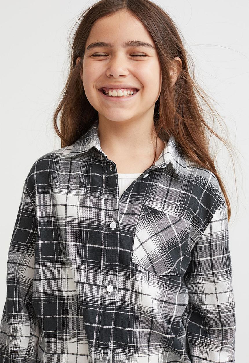 H&M - Cotton shirt - dark grey/checked