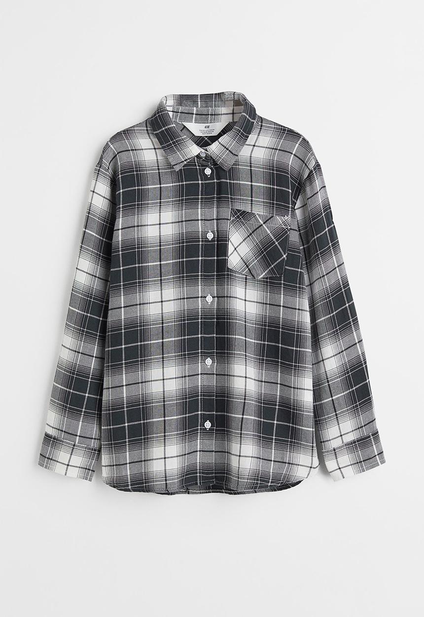 H&M - Cotton shirt - dark grey/checked