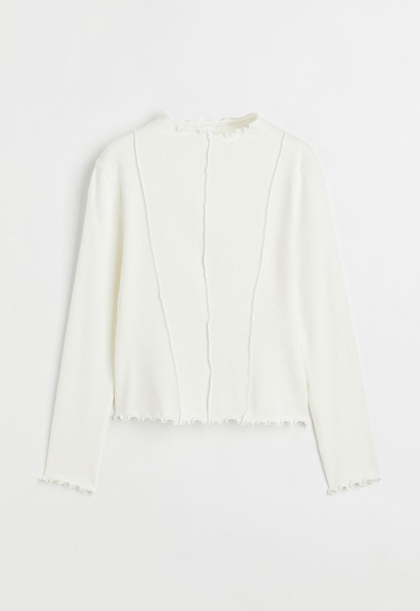 H&M - Long-sleeved ribbed top - natural white